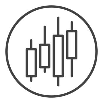 Trading Chart in Circle Trading icon or symbol in thin line style vector