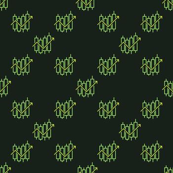Stock Chart and Arrow inside colored seamless pattern vector