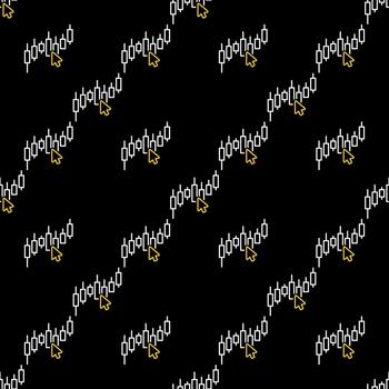 Mouse cursor on Candle Graph Candlestick Chart thin line seamless pattern vector