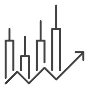 vela grafico con flecha candelero gráfico Delgado línea icono o diseño elemento vector