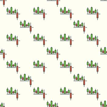 Breakout Candlestick Chart Trading colored seamless pattern vector