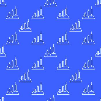 Three Candlesticks Trading and Investment seamless pattern in thin line style vector