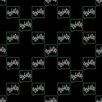 Trading Analysis Candlestick Chart in Speech Bubble seamless pattern in outline style vector