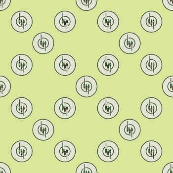 Round Financial Graph with Candlestick Chart inside colored seamless pattern vector