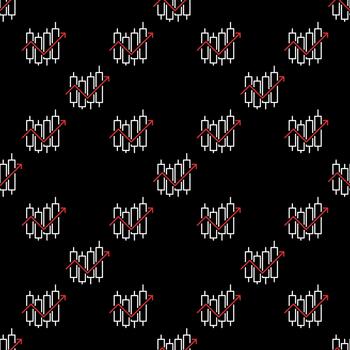 Candlestick Chart with Uprising Arrow Market Data outline seamless pattern vector