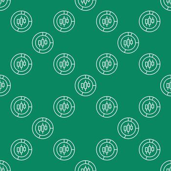 Candlestick Chart Piechart Market Data outline seamless pattern vector