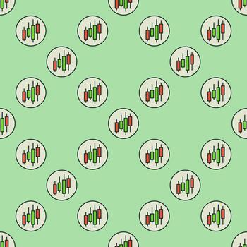 Circle with Financial Graph colored seamless pattern vector