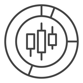 Candlestick Chart Piechart Market Data outline icon or design element vector