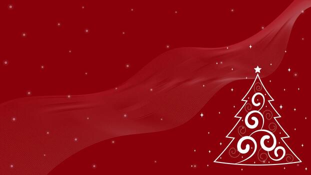 Red Background With Christmas Tree Ornaments And Sparkling Snowflake Decorations vector