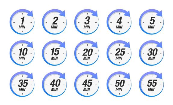 Set timer icon isolated on white background. Minutes time icon sign concept. Cooking time concept. vector