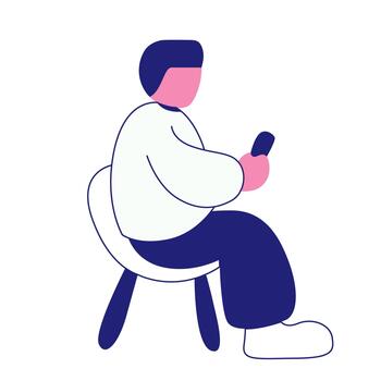flat design of man using smartphone vector