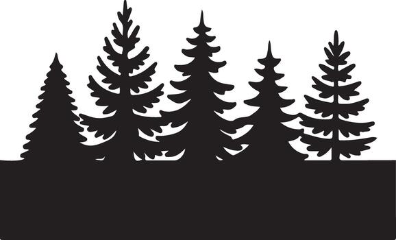 Silhouette of evergreen trees row vector