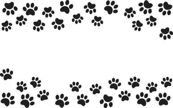 Paw prints border top and bottom vector
