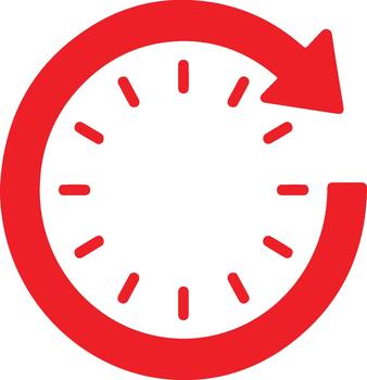 Red clock with arrow time indicator vector