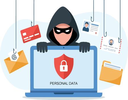 Hacker stealing personal data online vector