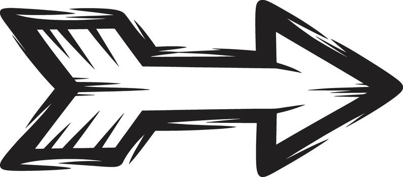A black and white drawing of an arrow pointing in the opposite direction vector