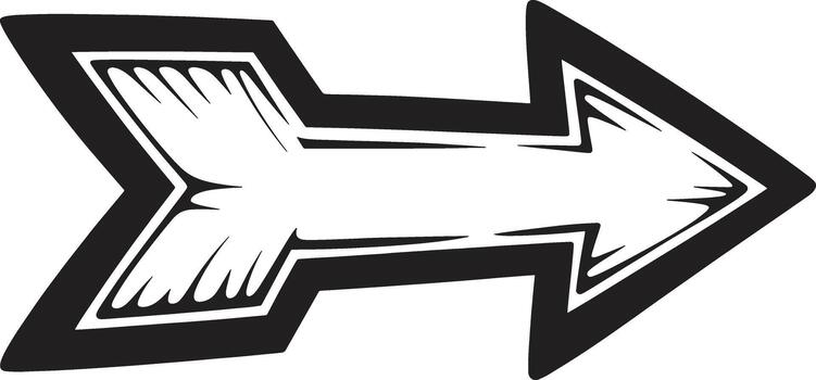 A black and white arrow pointing in the direction of the arrow vector