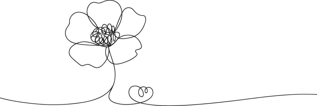 Continuous line drawing of a flower vector