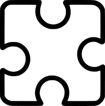 An outline icon of a single puzzle piece, symbolizing problem-solving, fitting a solution, strategy, and teamwork concepts. vector