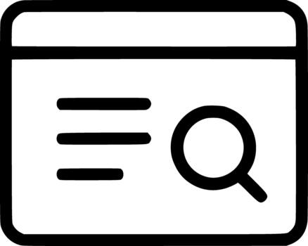 un contorno icono representando un web navegador con un aumentador vaso, simbolizando en línea buscar, web hojeada, y digital resultados. vector