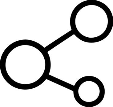 An outline icon representing connection, sharing, networking, digital communication, and distributed data structures. vector