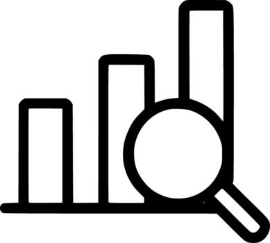 An outline icon representing data analysis, research, business statistics, financial reports, and market growth monitoring. vector
