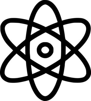 An outline icon representing atomic structure, science, physics, chemistry vector