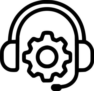 An outline icon representing technical support, customer assistance, call center, service settings, and operational configuration. vector