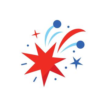 Abstract Exploding Red Star Firework Burst Icon vector