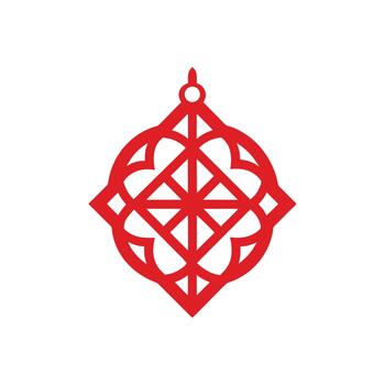Red Islamic Geometric Ornament Design with Hanging Loop vector