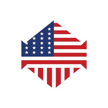 Geometric American Flag Hexagon Shield Icon vector
