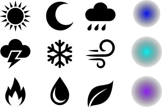Set of 8 weather climate nature condition symbol for forecast website graphic design vector