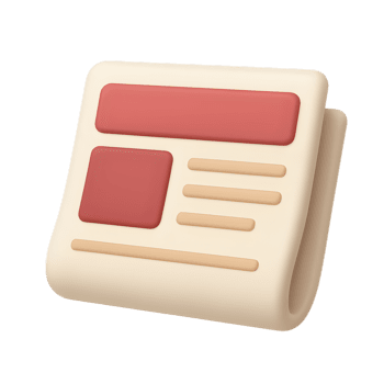 Isometric Cream Document Card With Pink Header And Text Lines On Transparent Background Modern UI Icon png