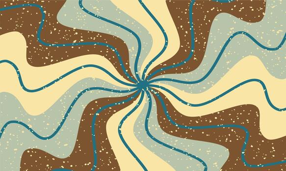 Retro psychedelic swirl pattern with vibrant yellow and brown wavy lines and speckles vector