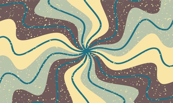 Psychedelic swirling abstract background with retro waves and speckled texture vector