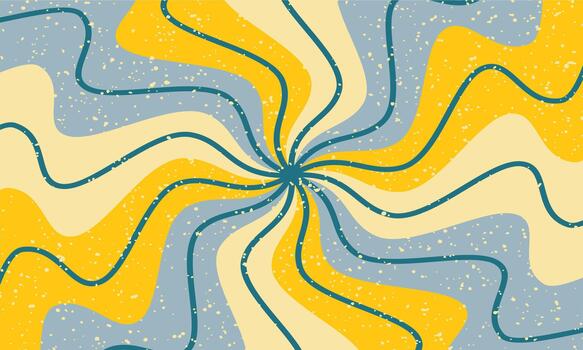 Abstract retro swirl pattern with wavy lines in yellow blue and gray colors vector