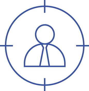 Business professional icon within a target scope representing focus and identification of individuals vector