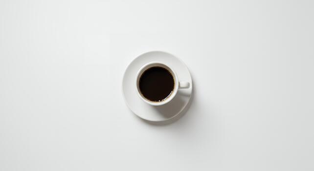 Flat lay capture of a coffee cup illustration on a clean white background, photographed with soft diffused lighting for smooth exposure and balanced tones photo