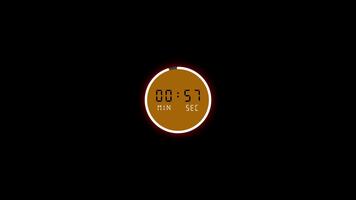 Simple animated one minute countdown timer with a circular progress bar video
