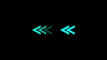 Animated glowing cyan arrows pointing leftward in a seamless loop on a black background video
