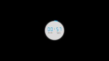 Animated one minute countdown timer with a circular progress bar and digital numbers video