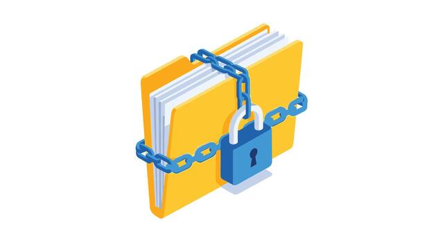 archivo carpeta con cadena y candado vector