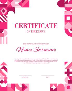 Valentines day vertical certificate with shapes vector
