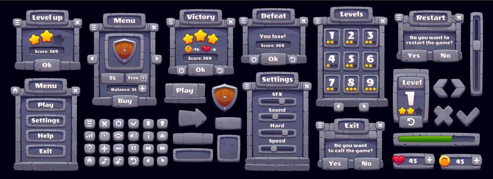 Game user interface design elements vector