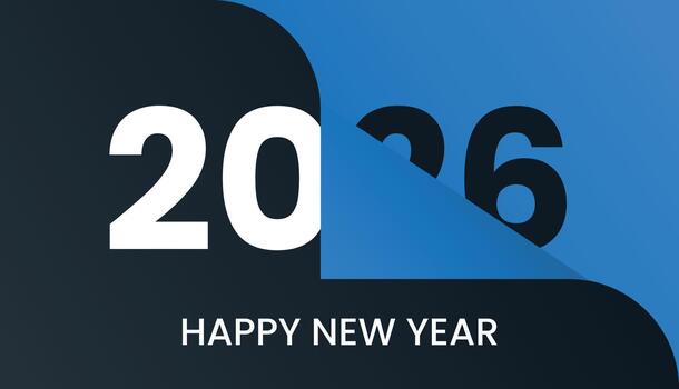 Modern 2026 Page Curl Effect Happy New Year Design vector