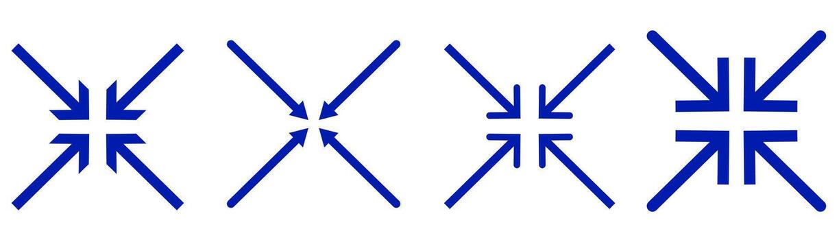 Set of maximize and minimize line arrows icon set, resizing, expanding arrow line icons on white background. vector