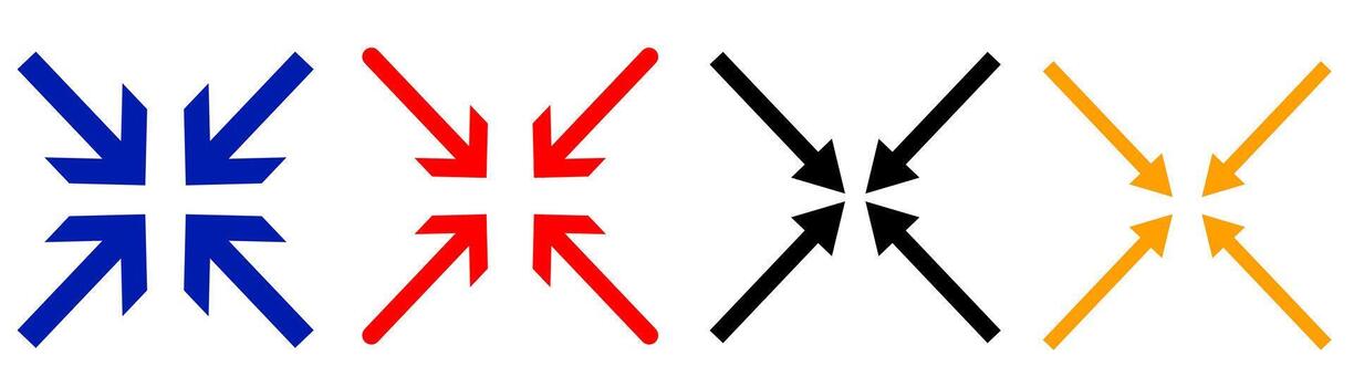 Set of maximize and minimize line arrows icon set, resizing, expanding arrow line icons. vector