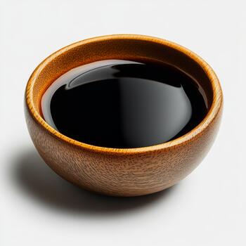 Soy Sauce in a Wooden Bowl photo