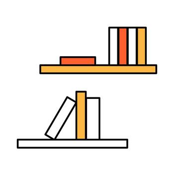 estante para libros con plano estilo libro espinas, amable apilar de libros y revistas creando un pacífico hogar biblioteca con un limpiar estantería. vector