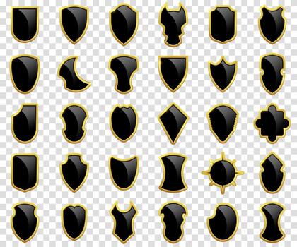 Glossy glass shield group with clean reflective forms and gentle protective shapes. vector